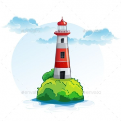 Cartoon image of the island with a lighthouse. | Vector ...