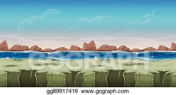 Vector Clipart - Seamless ocean landscape for game ui ...