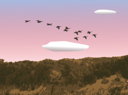 Clipart - landscape with geese