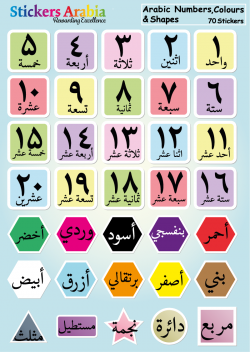 Arabic numbers,colours & shapes stickers | The Muslim Sticker ...