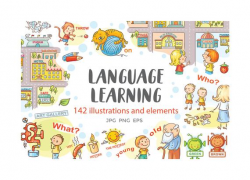 Language Learning, clipart teaching, clipart learning, clipart education,  clipart teaching aid, clipart doodle, illustration education