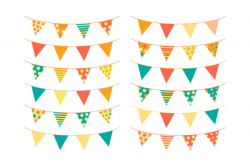 Cute summer bunting clipart, Birthday banner flags, Party ...