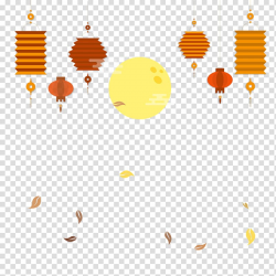 Brown and yellow lanterns illustration, Mooncake Mid-Autumn ...