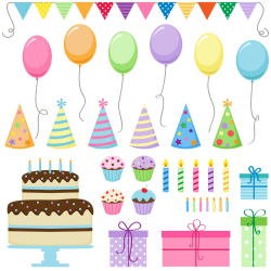 Birthday Party set clipart instant download 300 dpi ...