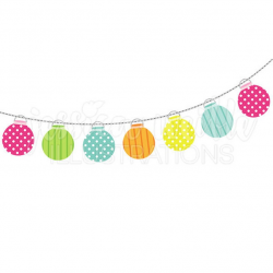 String of Party Lanterns Cute Digital Clipart, Party Lights Clip art,  String of Lanterns Graphics, Party Decor Illustration, #249