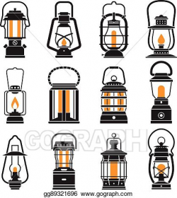 Vector Art - Vintage camping lantern labels. Clipart Drawing ...