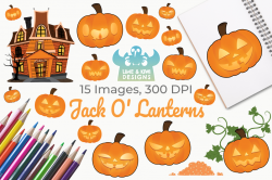 Jack O Lanterns Clipart, Instant Download Vector Art