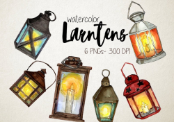 Watercolor Lantern clipart, Instant download, commercial use, Vintage  lantern clipart, Lanterns watercolor