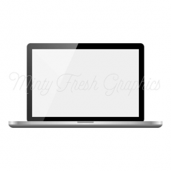 Laptop Computer Clipart - Silver Laptop Clip Art - Blank Screen - PNG -  Instant Download - Commercial Use