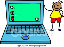 Drawing - Laptop kid. Clipart Drawing gg4012285 - GoGraph