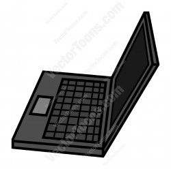 Side View Of Open Laptop Computer | Vector Illustrations