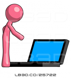 Illustration of Pink Design Mascot Guy Using Large Laptop ...