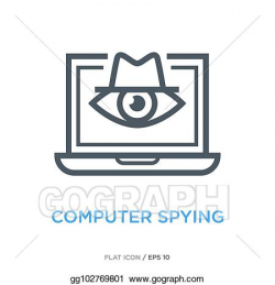 Vector Clipart - Computer spying line flat icon. Vector ...