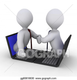 Stock Illustration - Businessmen handshake through laptop ...