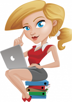 Laptop Woman Illustration - Sitting on the folder office white ...
