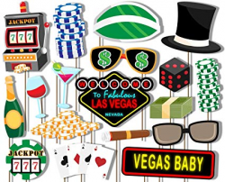 Las Vegas Casino Photo Booth Props Kit - 20 Pack Party Camera Props Fully  Assembled