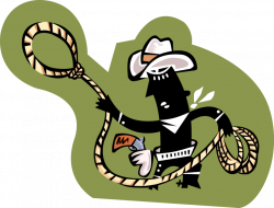 Rodeo Cowboy with Lasso - Vector Image