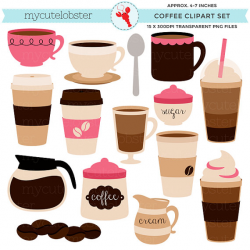 Coffee Clipart Set - clip art set of coffee, espresso ...