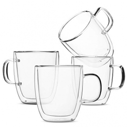 BTäT- Insulated Coffee Mugs, Glass Tea Mugs, Set of 4 (12 oz, 350 ml),  Double Wall Glass Coffee Cups, Tea Cups, Latte Cups, Glass Coffee Mug, Beer  ...
