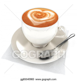 Stock Illustrations - Coffee latte with heart design. Stock ...