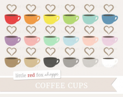 Coffee Heart Clipart, Coffee Cup Clip Art Tea Teacup Latte Cappuccino Drink  Mug Espresso Cute Digital Graphic Design Small Commercial Use