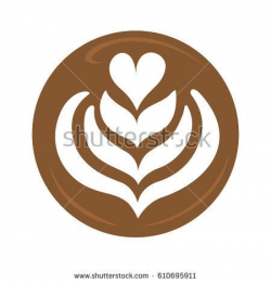 Tulip heart and rosetta latte art coffee design for logo ...