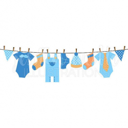 Baby Boy Clothesline Cute Digital Clipart, Boy Clothesline ...