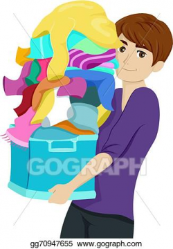 EPS Vector - College boy laundry. Stock Clipart Illustration ...