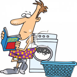 Cartoon of a Man Washing His Laundry | Clipart Cartoon ...