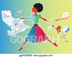 Vector Clipart - Woman balancing work and family. Vector ...