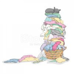 Tall Pile of Dirty Laundry IN Basket With Critters stock ...
