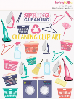 Housework clip art set, household cleaning chores, laundry clipart (LC26)