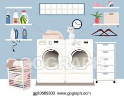 Vector Illustration - Laundry room. EPS Clipart gg80569303 ...