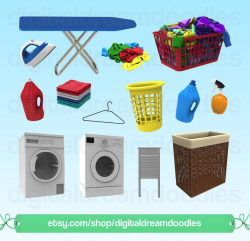 Laundry Clipart, Laundry Room Clip Art, Laundry Basket Image, Washer PNG,  Dryer Graphic, Hamper Scrapbook, Spring Cleaning Digital Download