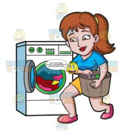 A Woman Placing Clothes In The Washing Machine