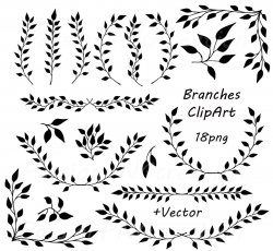 Digital Branches ClipArt Laurel Wreath Digital Wreath