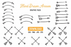 Arrow Laurel Clipart - Hand Drawn Arrow Clipart