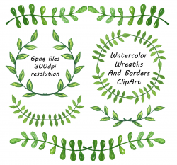 Watercolor Wreaths And Borders clipart, Laurel Wreath, laurel Clip Art,  Wreaths Frames, Watercolor leafs Wreath, Personal and Commercial Use