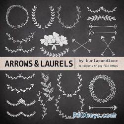 Hand Drawn clipart laurels and arrow 26067 » Free Download ...