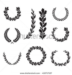 Silhouette laurel and oak wreaths in different shapes - half ...