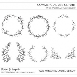 Hand Drawn Wreath & Laurel Clipart - Commercial Use - No ...