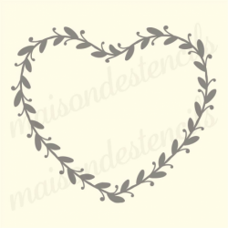 Laurel wreath heart shaped No.2 12x12 stencil