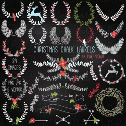 Christmas Chalkboard Laurel Clip Art Clipart, Christmas ...