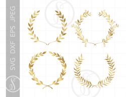 Gold Laurel Wreath SVG Clip Art | Laurel Cutting Files SVG Eps Jpeg |  Laurel Wreaths Svg Cut Files | Vector Laurel Clipart Downloads SC389G
