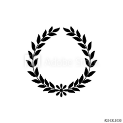 Black laurel wreath sign. Modern symbol of victory and award ...