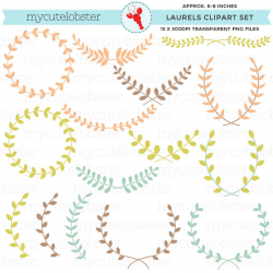 Laurel Clipart Set - laurel frames clipart, borders, leaves ...