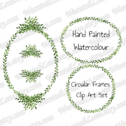 Hand Painted Watercolor Clipart Clip Art Frames Laurel by ...