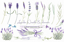 Lavender wreaths watercolor clipart by LABFcreations on ...