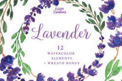 Lavender Watercolor Flowers Clipart, Purple Flower Wreath, DIY Rustic  Watercolour Wedding Invitation Graphic, Herb Clipart, Lavender Clipart