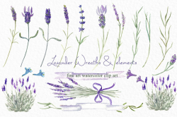 Lavender wreaths watercolor clipart